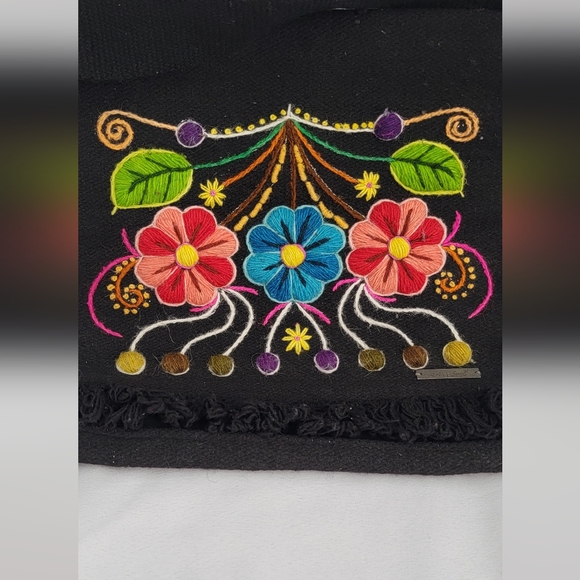 Alma Soul Black Floral Embroidered & Wool Crossbody Bag - Picture 2 of 11